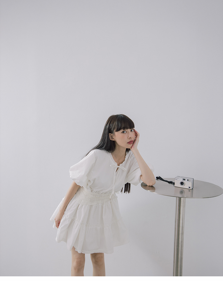 バルーンスリーブミニワンピース 2色展開
