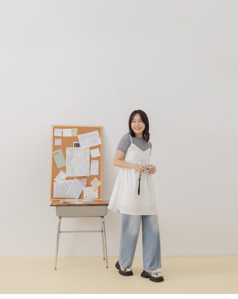 胸元フリルキャミワンピース  2色展開
