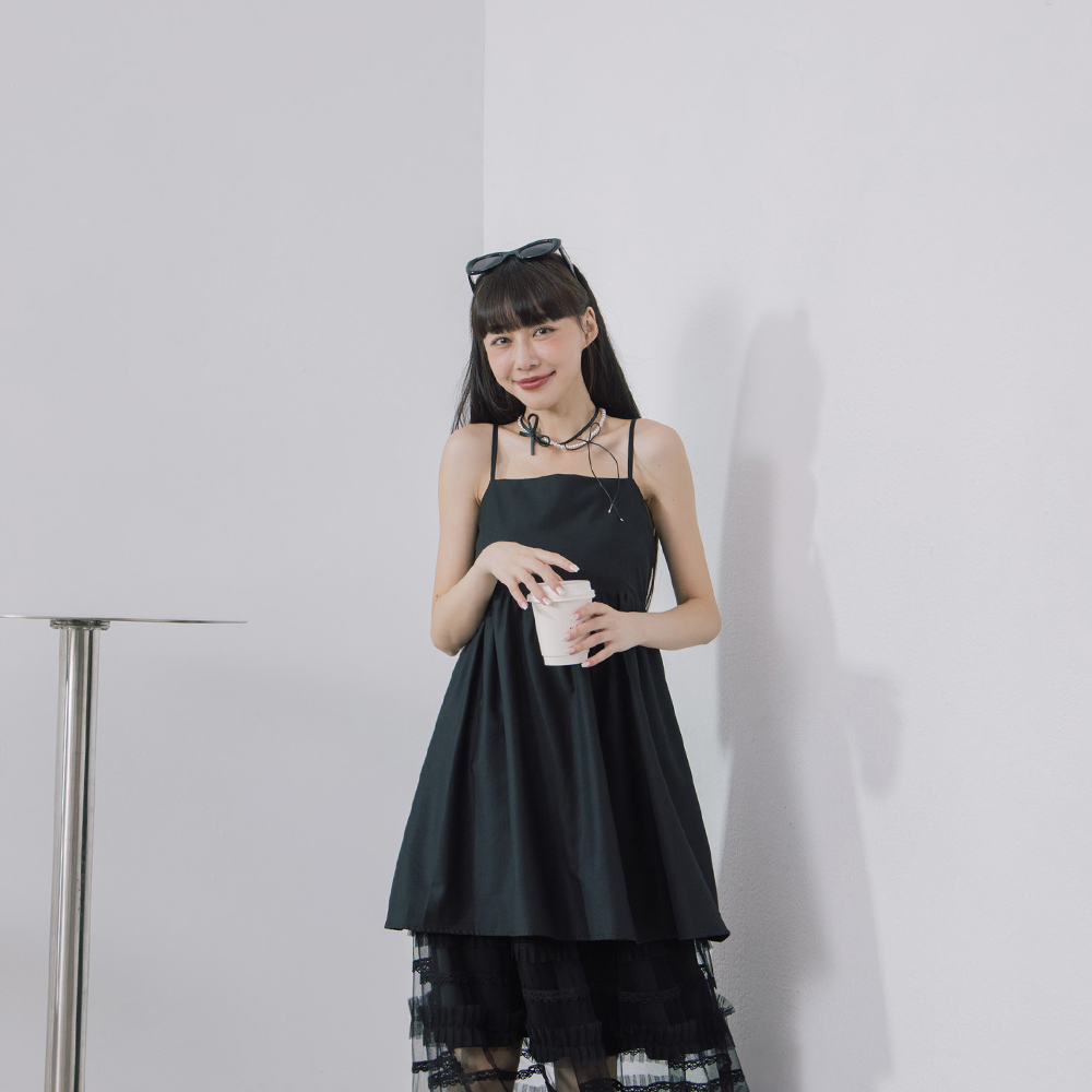 無地フレアミニキャミワンピース 2色展開