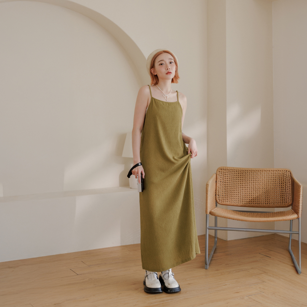 シンプルシワ感キャミワンピース 4色展開