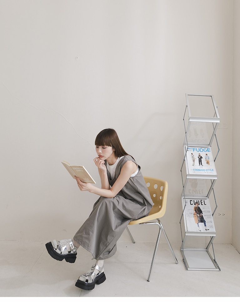 裾ドローコードUネックノースリーブワンピ 3色展開