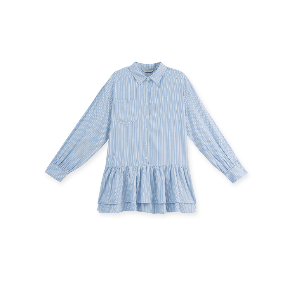 ストライプフリルティアードワンピース