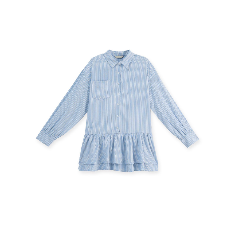 ストライプフリルティアードワンピース