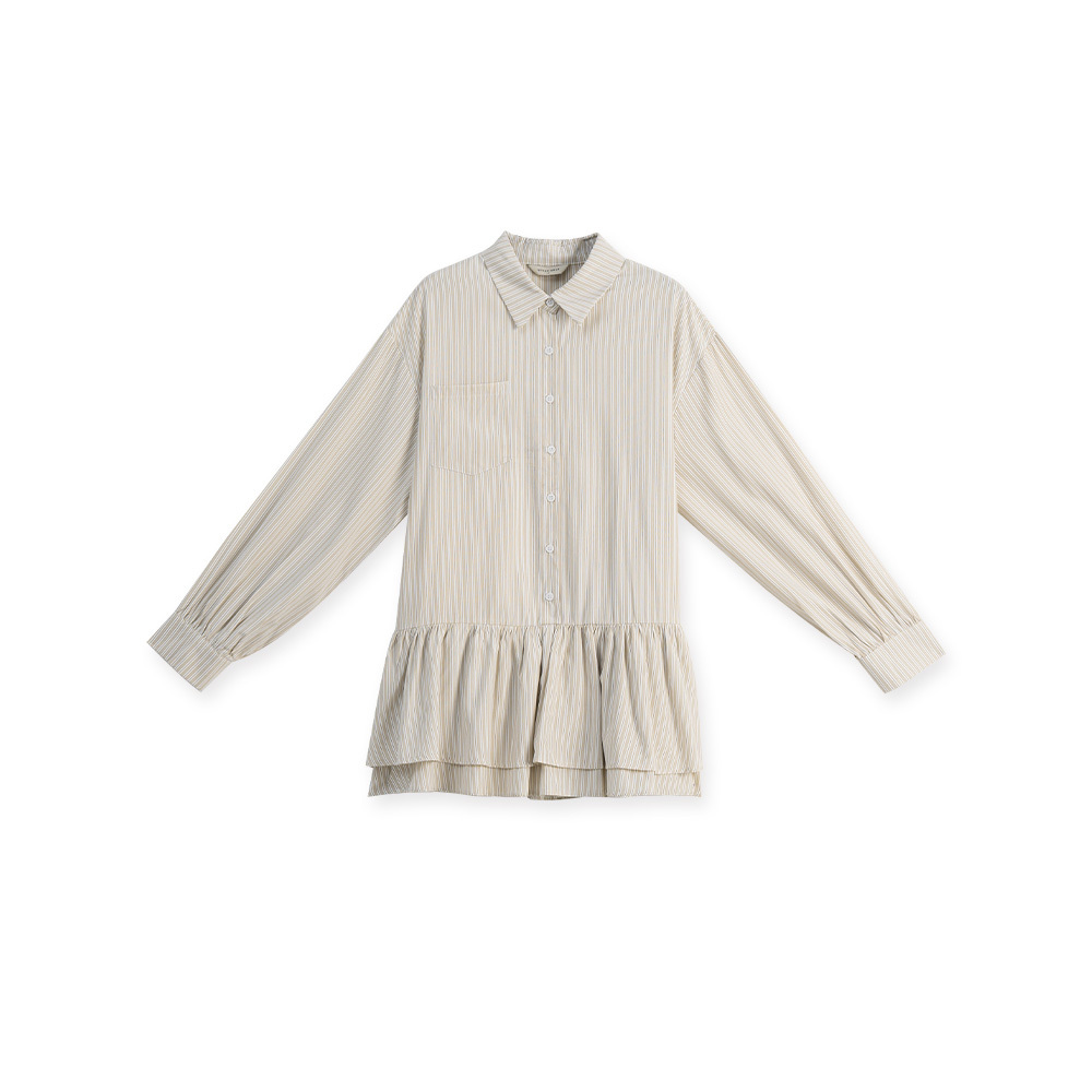 ストライプフリルティアードワンピース