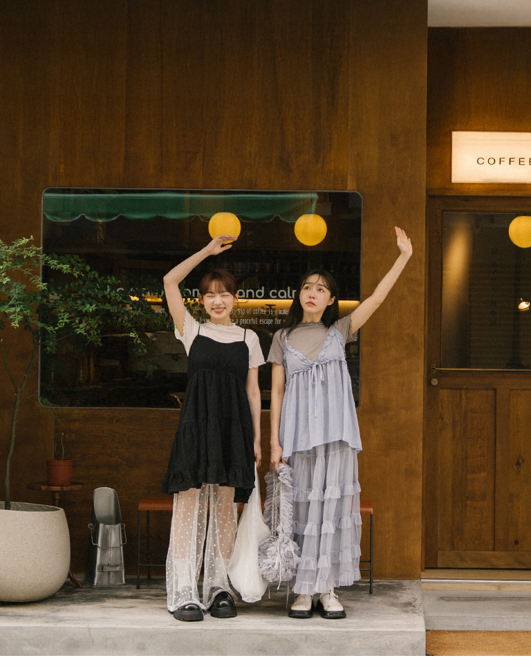 ドビー切り替えティアードワンピース 2色展開