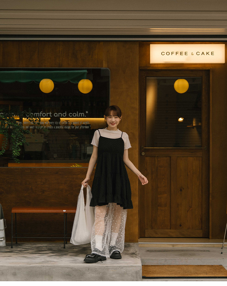 ドビー切り替えティアードワンピース 2色展開