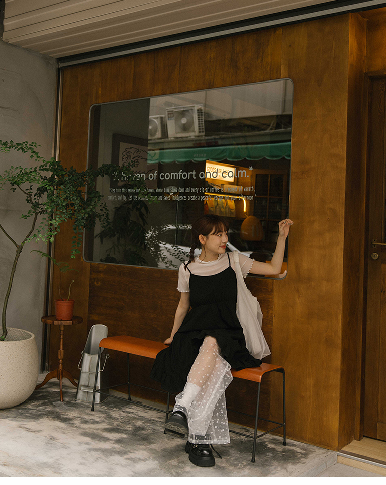 ドビー切り替えティアードワンピース 2色展開