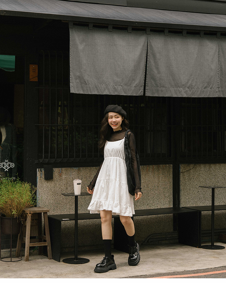 ドビー切り替えティアードワンピース 2色展開