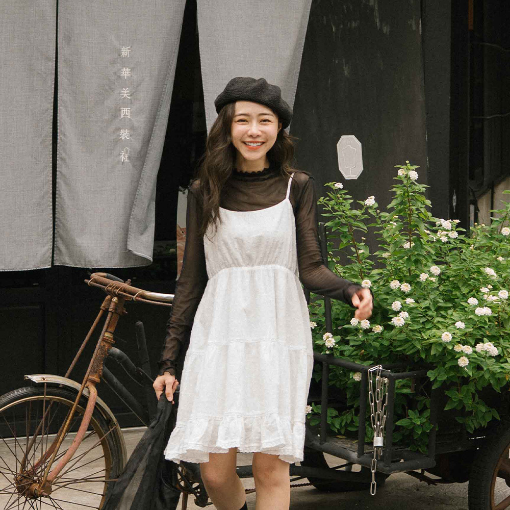 ドビー切り替えティアードワンピース 2色展開