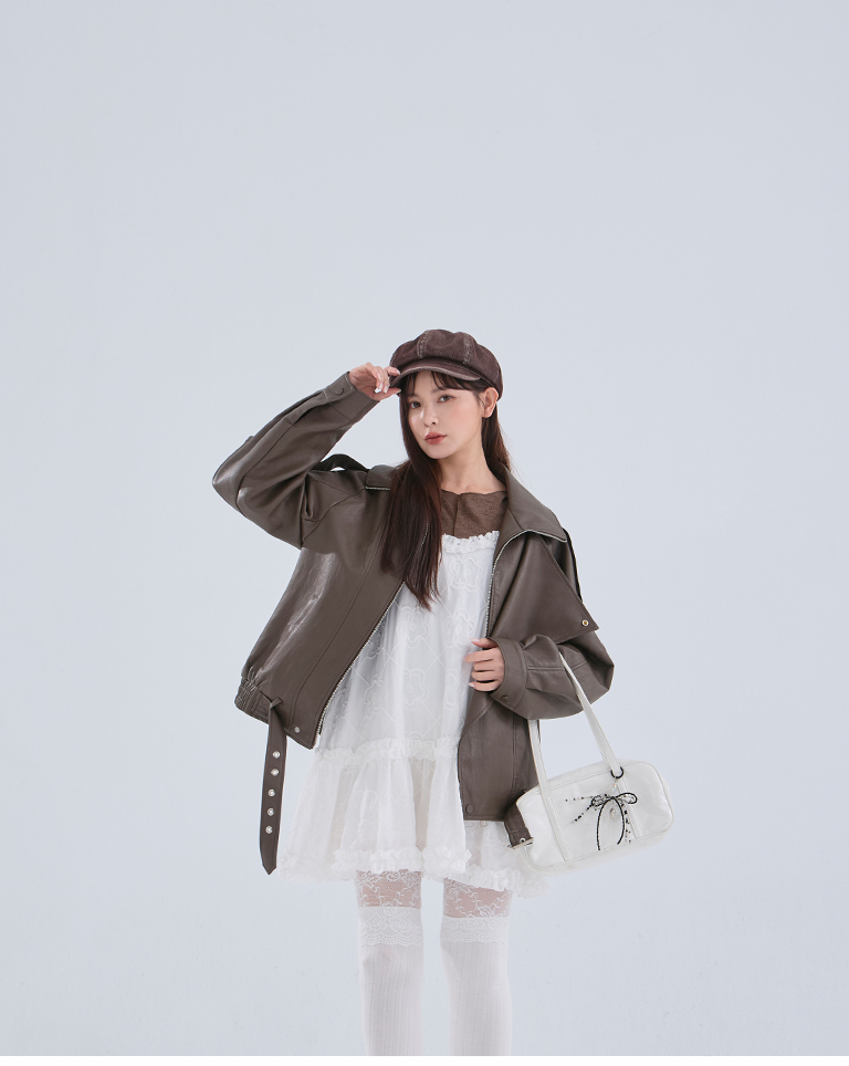 ジャカードフリルキャミワンピース 2色展開