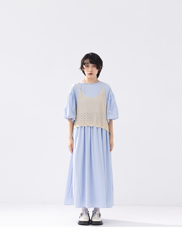 バルーンスリーブワンピース 2色展開