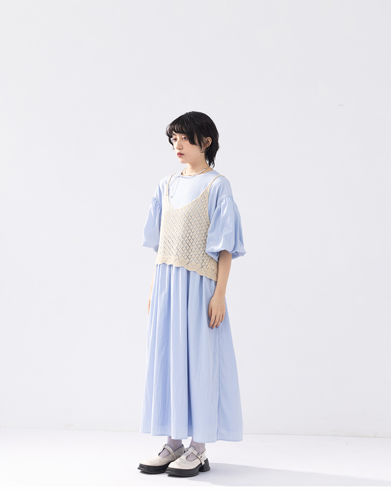 バルーンスリーブワンピース 2色展開