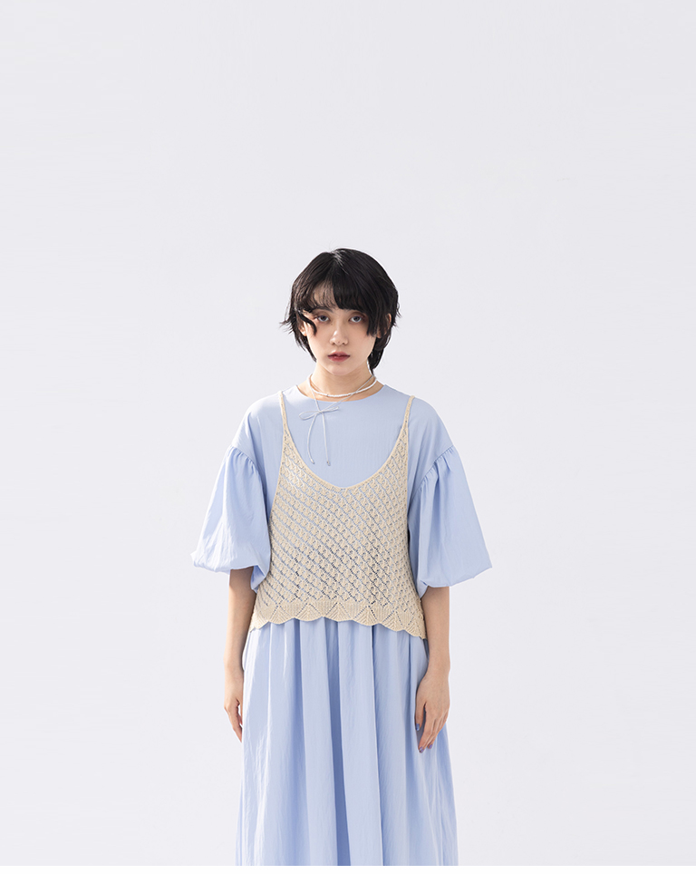 バルーンスリーブワンピース 2色展開