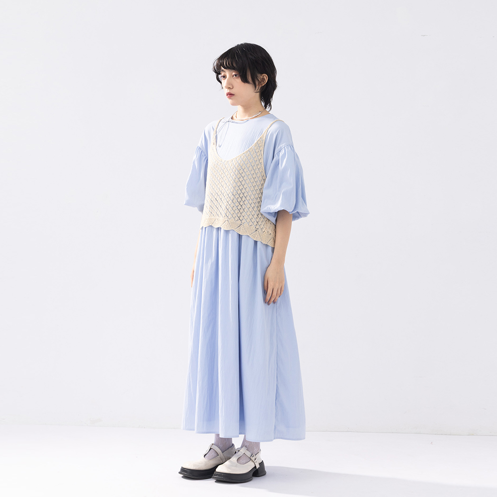 バルーンスリーブワンピース 2色展開