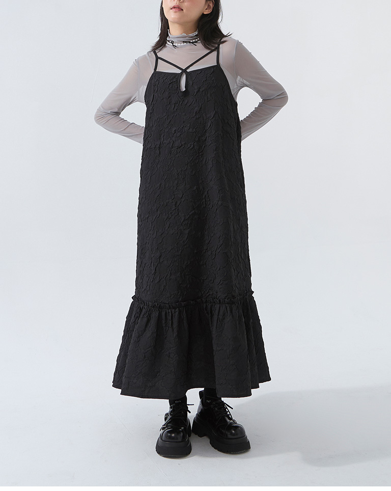 立体ジャカードキャミワンピース　2色展開