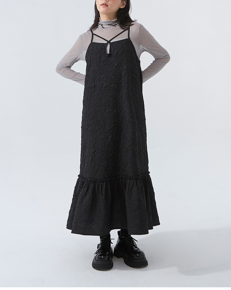 立体ジャカードキャミワンピース　2色展開