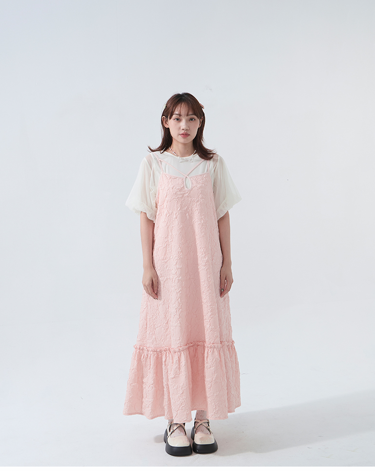 立体ジャカードキャミワンピース　2色展開