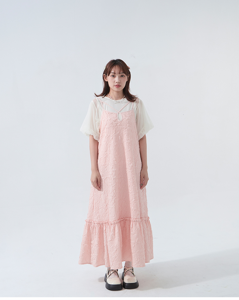 立体ジャカードキャミワンピース　2色展開