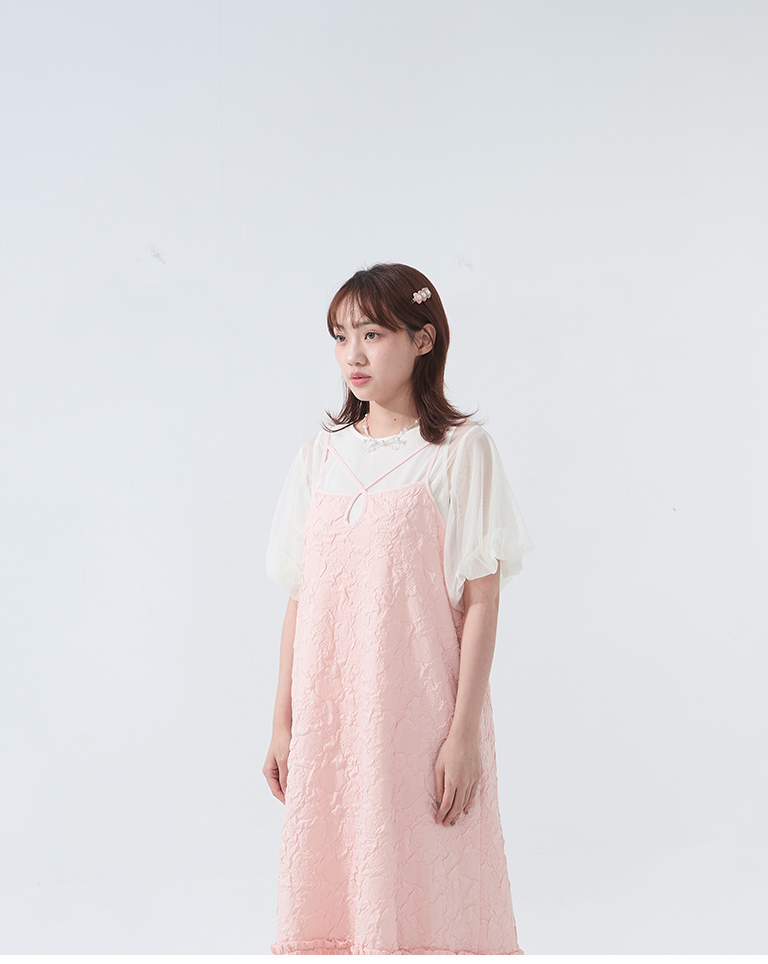 立体ジャカードキャミワンピース　2色展開