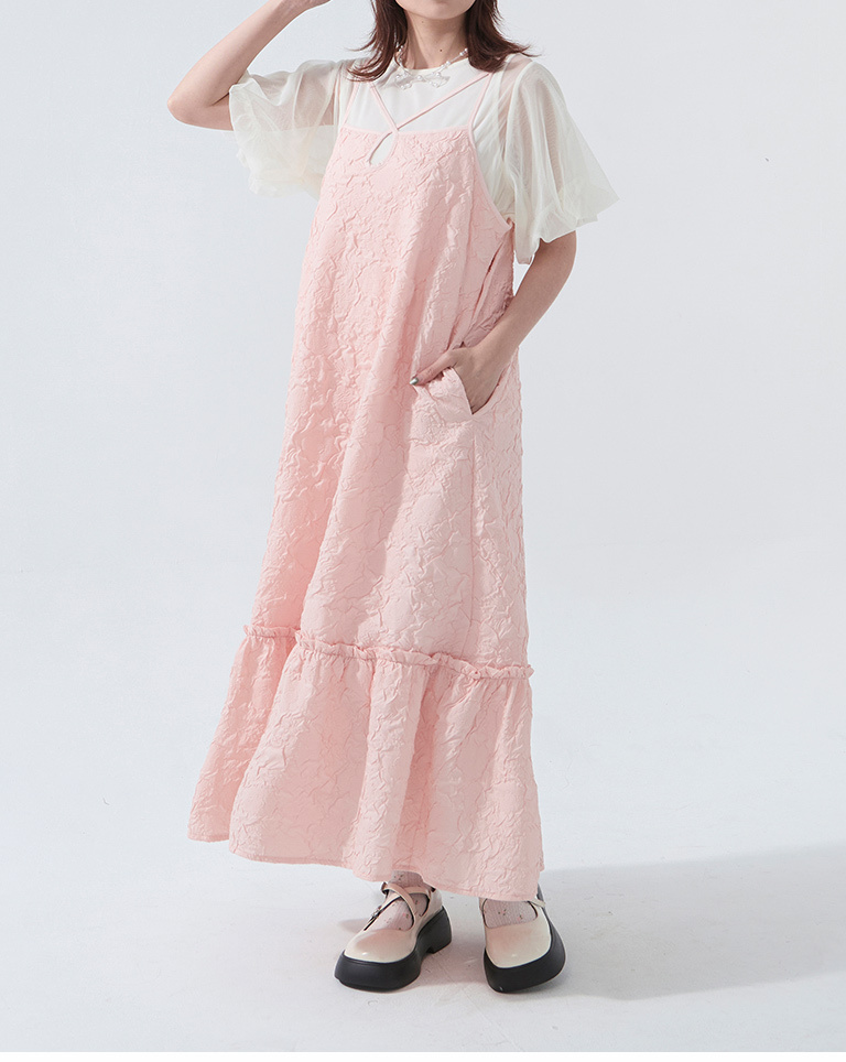 立体ジャカードキャミワンピース　2色展開