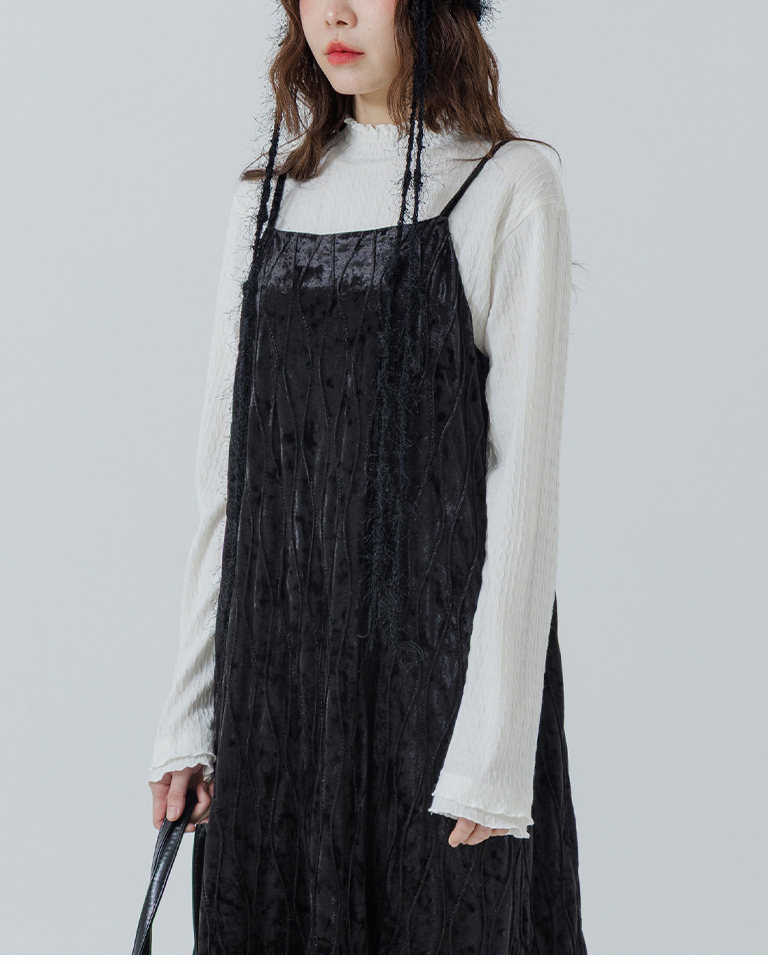 ベロアウェーブキャミワンピース