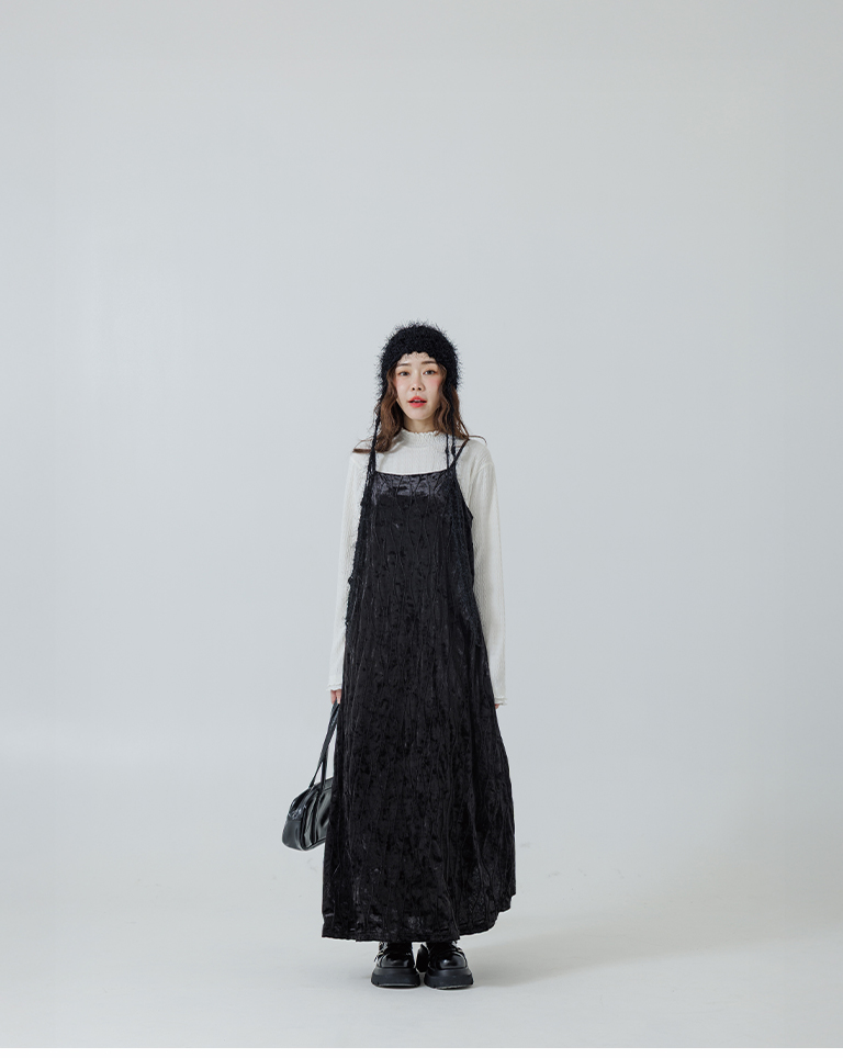 ベロアウェーブキャミワンピース