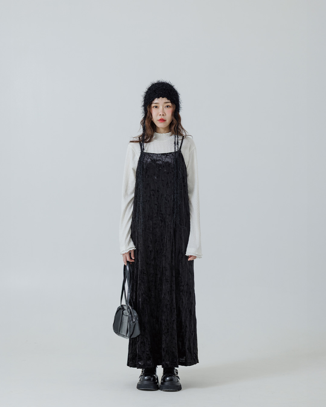 ベロアウェーブキャミワンピース