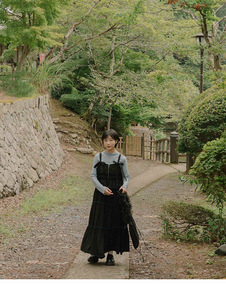 配色フリルワンピース 3色展開