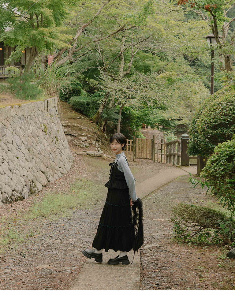 配色フリルワンピース 3色展開