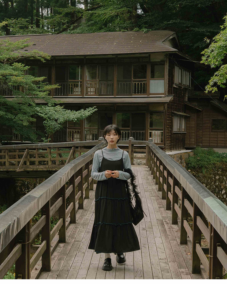 配色フリルワンピース 3色展開