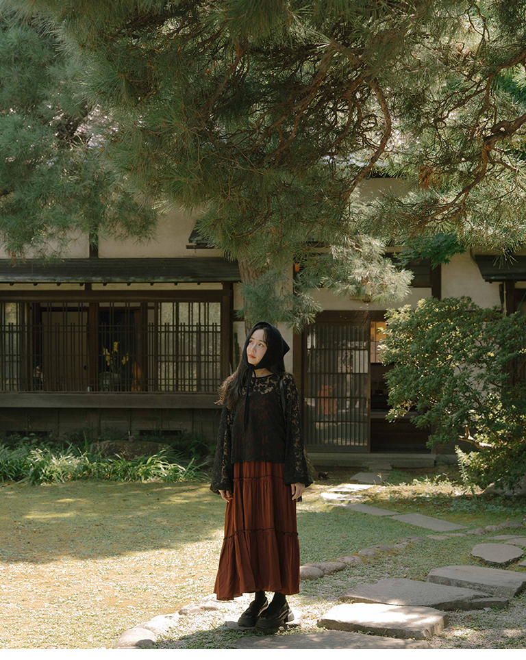 配色フリルワンピース 3色展開