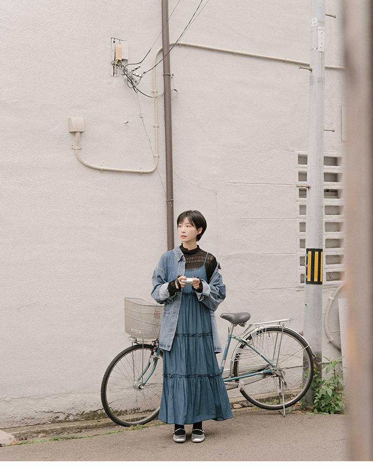 配色フリルワンピース 3色展開