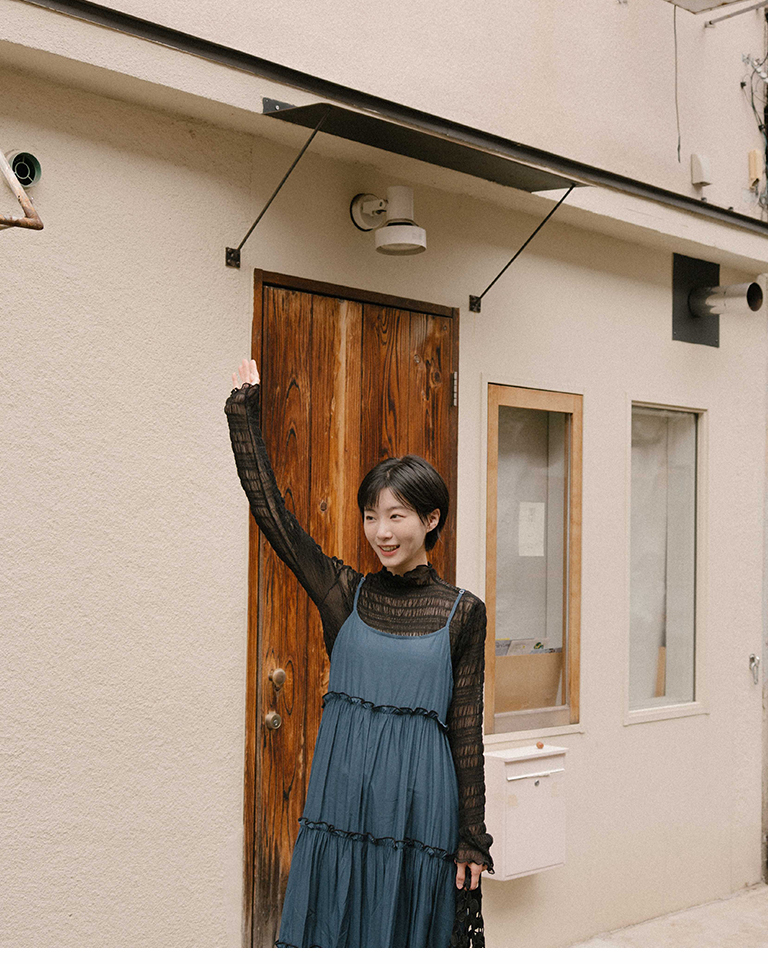 配色フリルワンピース 3色展開