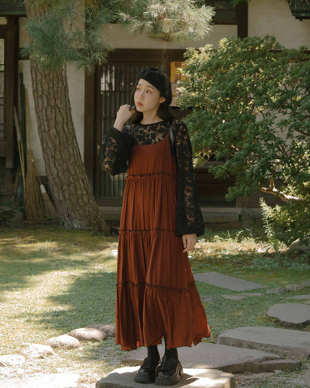 配色フリルワンピース 3色展開