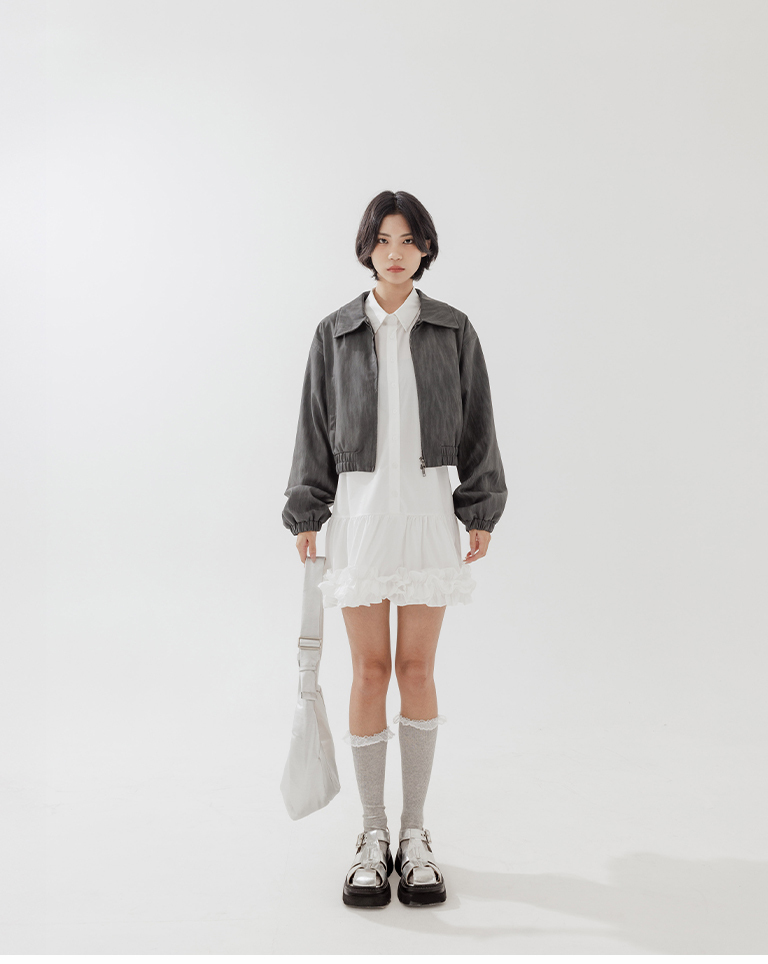 シャツワンピース ミニ丈 2色展開