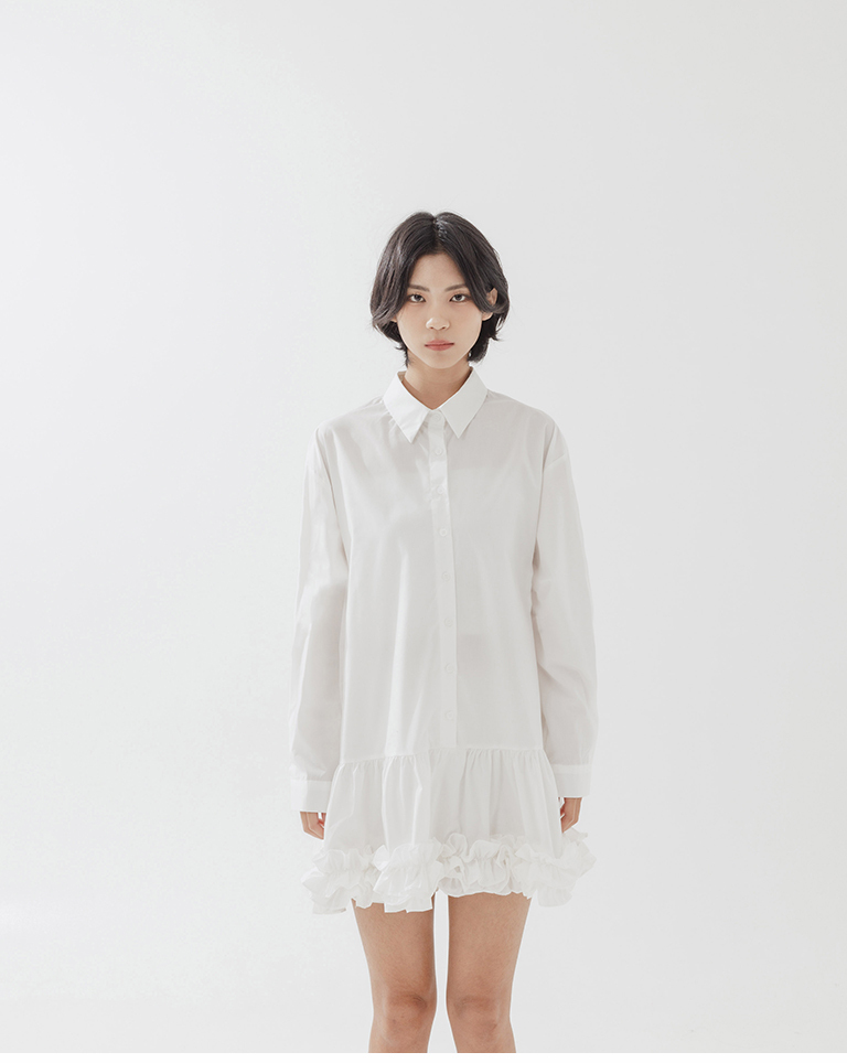 シャツワンピース ミニ丈 2色展開