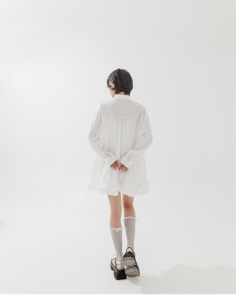 シャツワンピース ミニ丈 2色展開