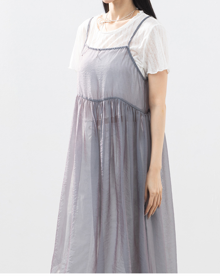 微光沢シアーキャミワンピース 2色展開