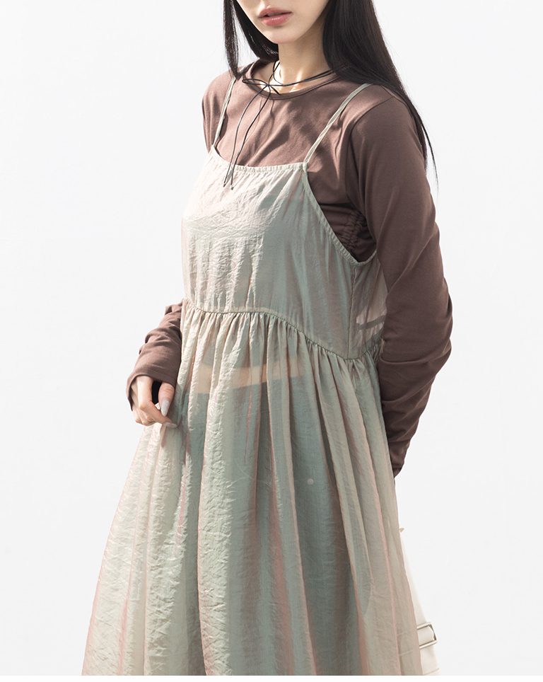 微光沢シアーキャミワンピース 2色展開