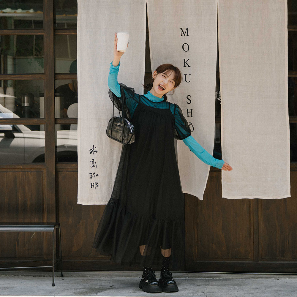 シアースリーブセットワンピース 2色展開 S/M