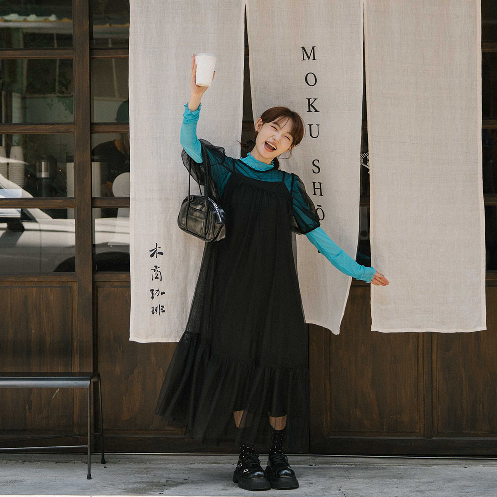 シアースリーブセットワンピース 2色展開 S/M