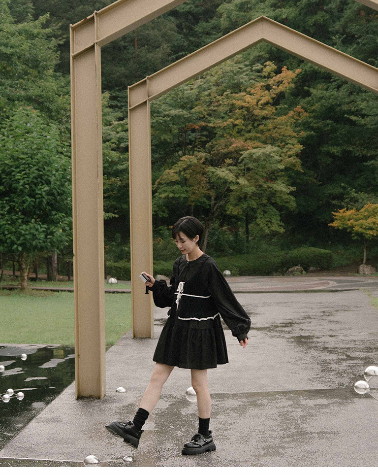 ティアードデザインミニワンピース　3色展開