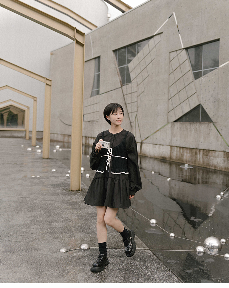 ティアードデザインミニワンピース　3色展開