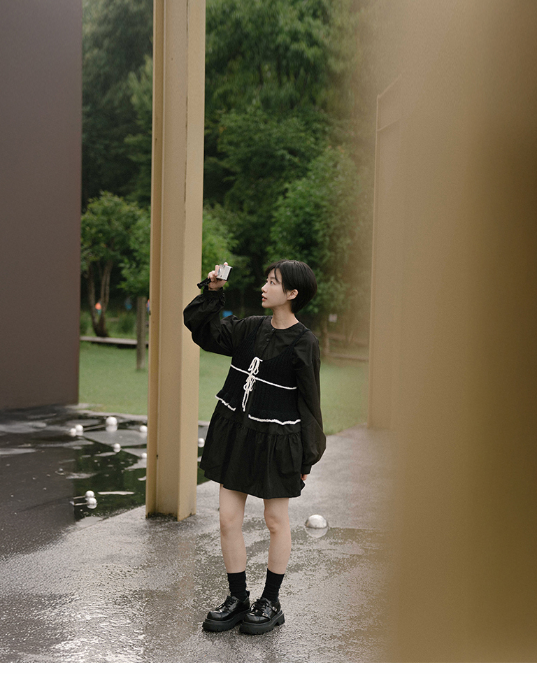 ティアードデザインミニワンピース　3色展開