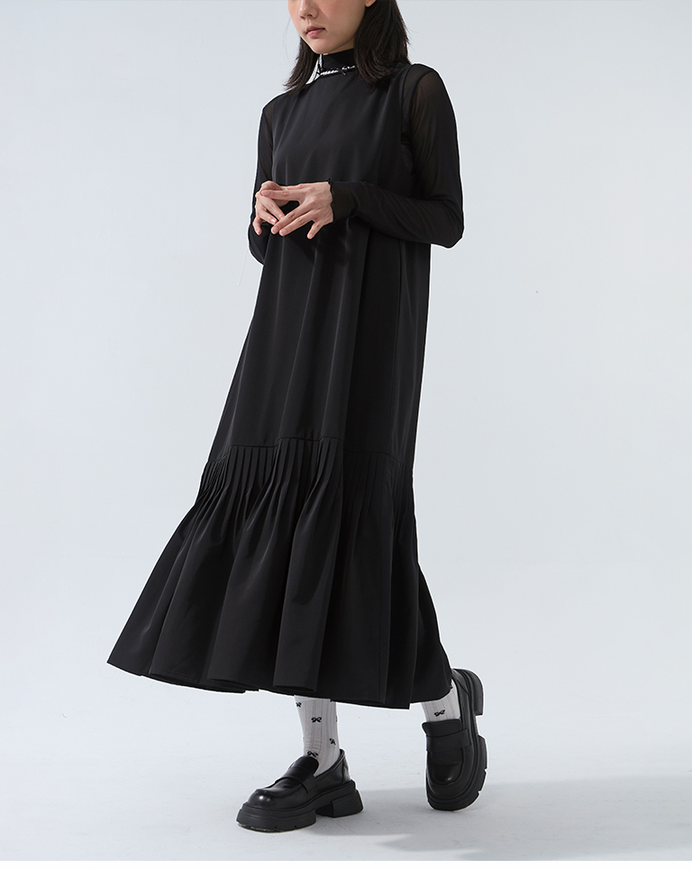 裾フレアノースリーブワンピース 2色展開