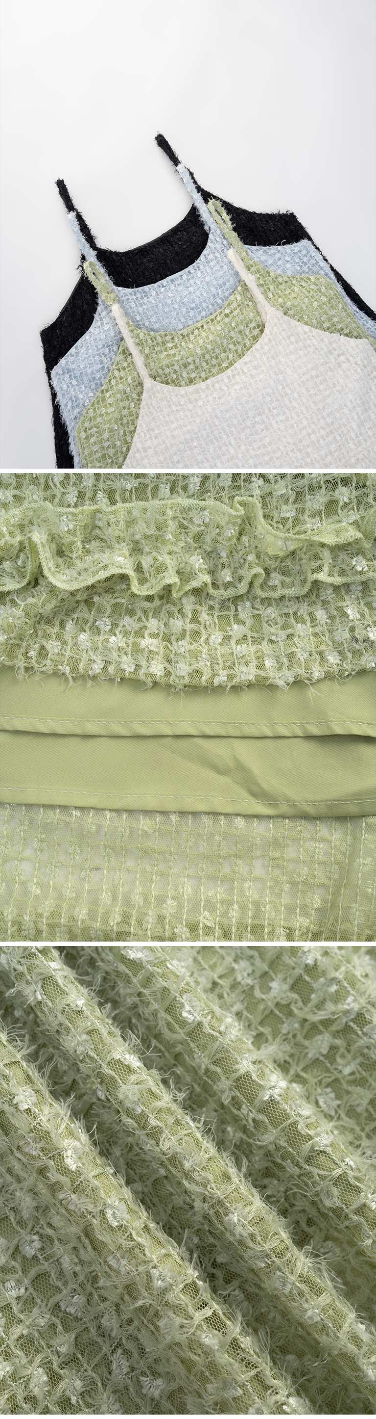 ケーキ細ストラップワンピース ベージュ