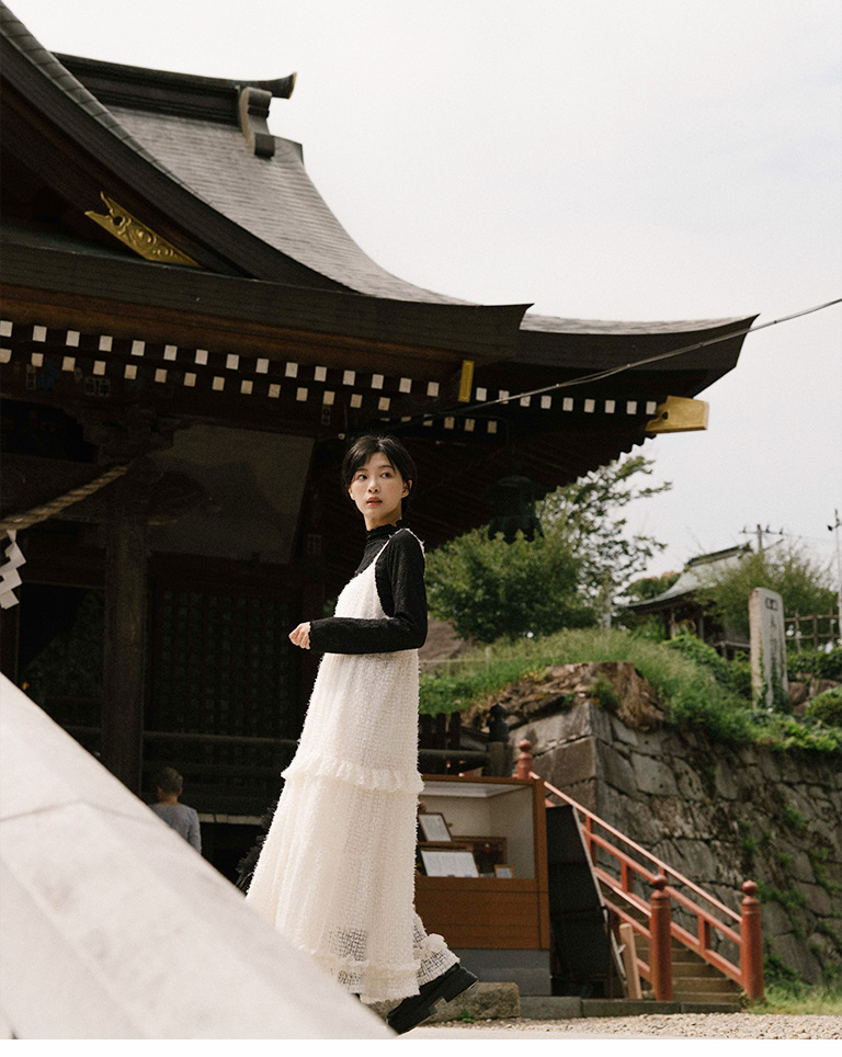 ケーキ細ストラップワンピース ベージュ