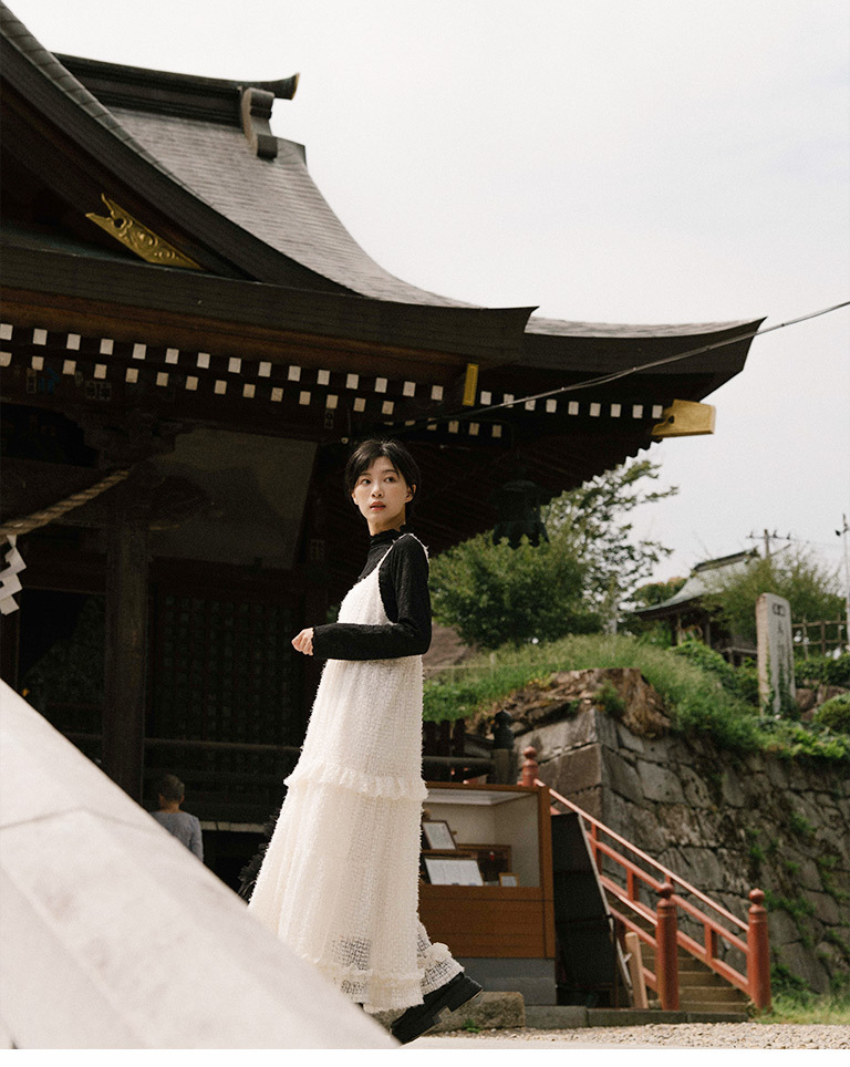 ケーキ細ストラップワンピース ベージュ