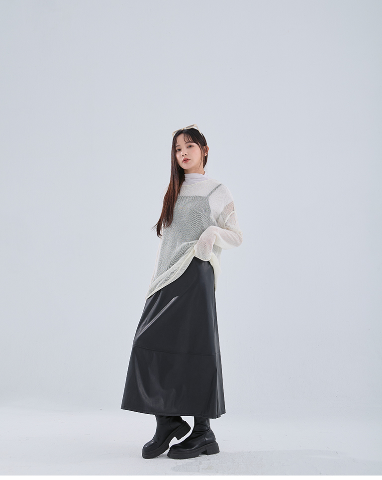 レザー切替キャミワンピース 3色展開