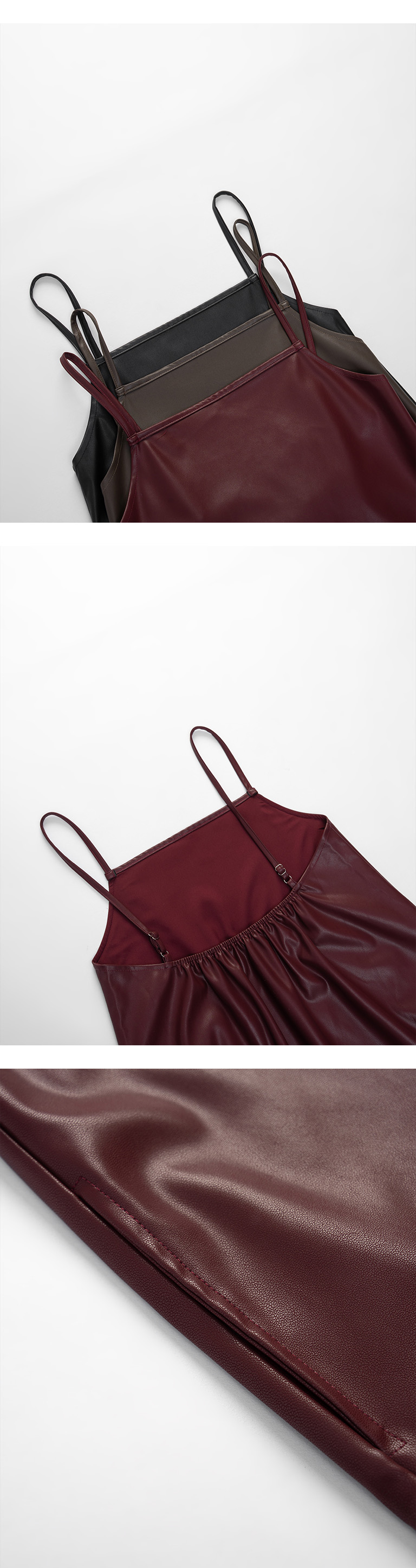 レザー切替キャミワンピース 3色展開